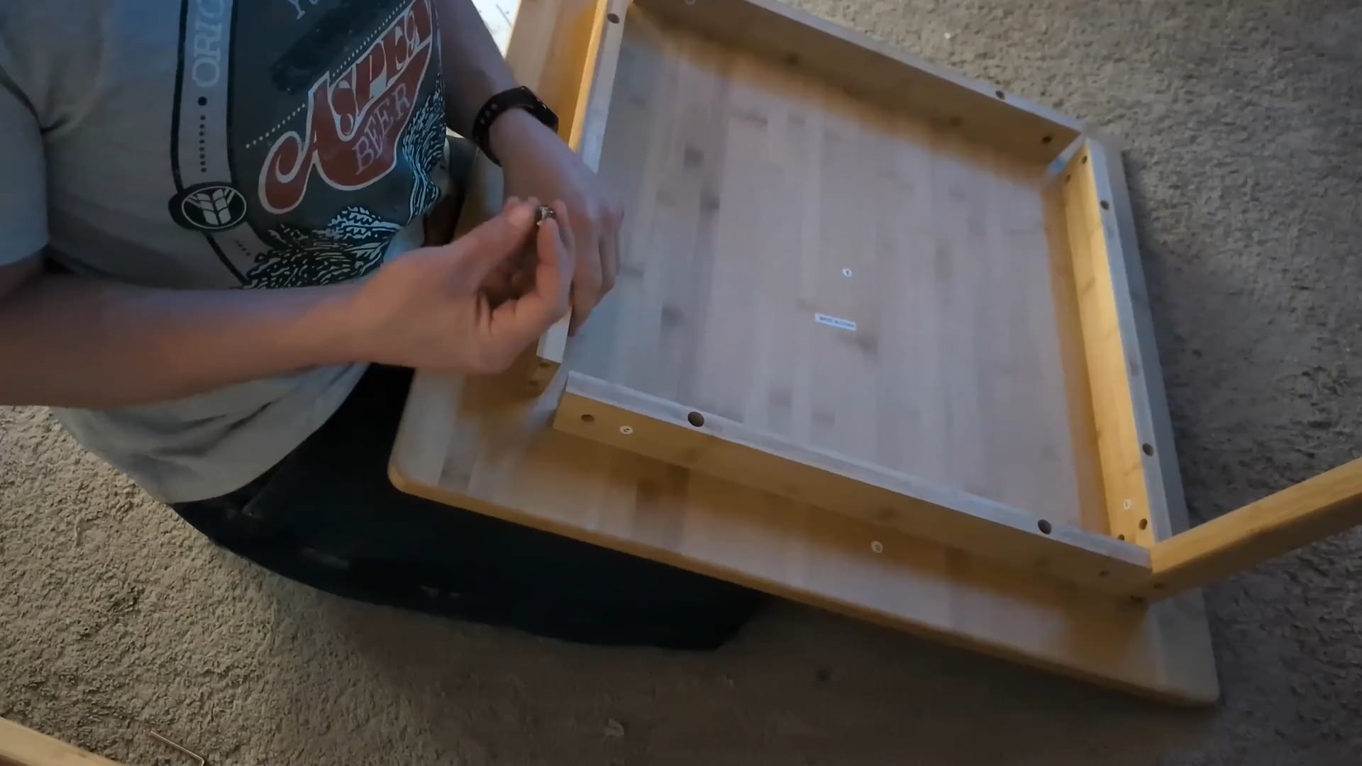Brian builds a table for Egee